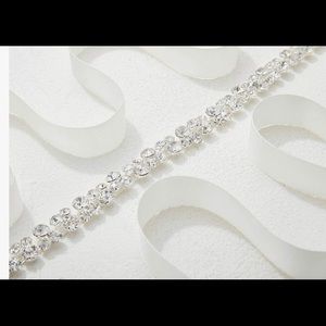 Sweetv Ivory Bridal Belt with Rhinestones